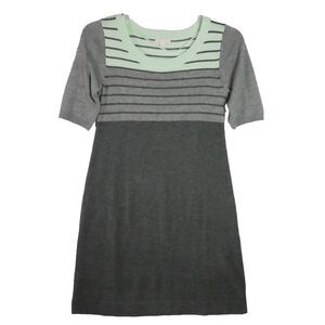 Gap Maternity Women's Size S Short Sleeve Maternity Midi Dress Gray Green Stripe